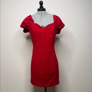 Zara Red Puff Sleeve Mini Dress NWT Sweetheart Neckline Fitted Size M